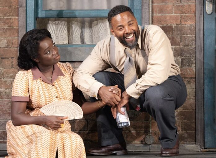 Tyler Fayose - Madeline Appiah as Rose Maxson, Ray Fearon as Troy Maxson in Headlong FENCES production image.jpg